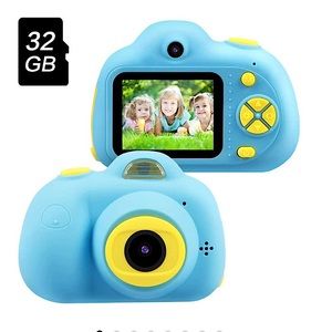 Kids 32GB Digital Camera New Blue USB Charge Timer Auto Smile
